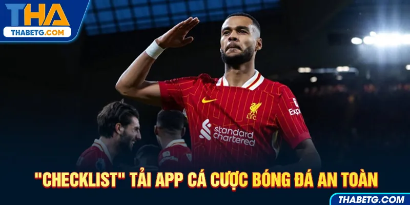 Hình ảnh checklist tải app cá cược bóng đá an toàn tại THABET với cầu thủ bóng đá Liverpool