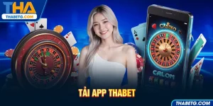 Hình ảnh tải app THABET với giao diện ứng dụng và roulette
